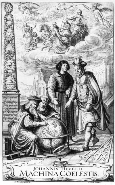 Frontispice til Machina Coelestis af Johannes Hevelius, indgraveret af Jeremias Falck, 1673 af Adolf Boy