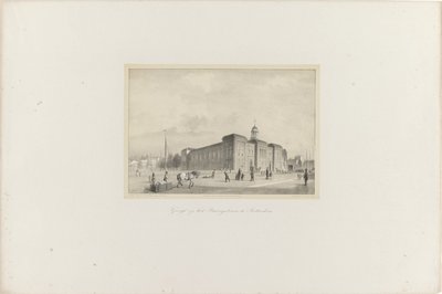 Udsigt over Beursgebouw i Rotterdam, 1854 Udsigt over Beursgebouw i Rotterdam (titel på objekt) Society for Promotion of Toonkunst, dets musikfestival og byen Rotterdam. minde om året 1854 (serietitel på objekt) af Adolf Carel Nunnink