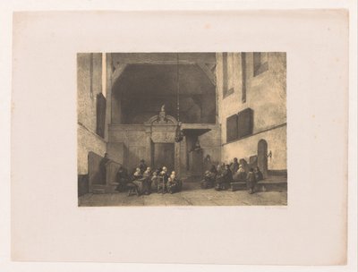 Kirkeinteriør med figurer af Adolf Carel Nunnink
