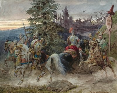Vejen til Chernomor. Illustration til digtet Ruslan og Lyudmila af A. Pushkin af Adolf Charlemagne
