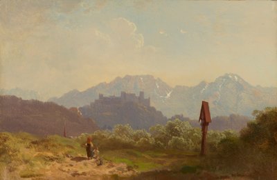 Grund nær Salzburg med udsigt over Hohensalzburg-fæstningen og Untersberg, der knejser bagved af Adolf Heinrich Lier