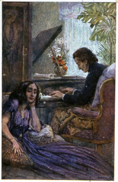 Komponisten Chopin og romanforfatteren George Sand af Adolf Karpellus