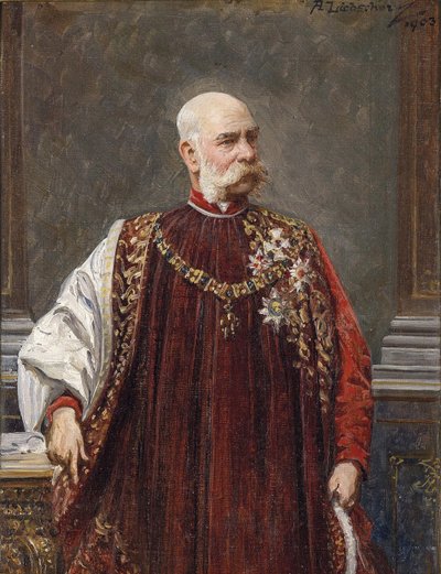 Portræt af Franz Joseph I af Østrig som stormester i det gyldne skind, 1903 af Adolf Liebscher