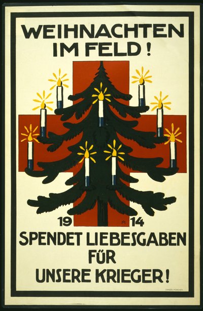 Julekampagne fra det tyske Røde Kors, der beder om pakker til tropperne ved fronten, pub. München af Adolf Munzer
