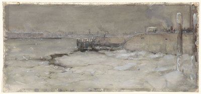 Sejler på isen på Maas i Rotterdam af Adolf le Comte