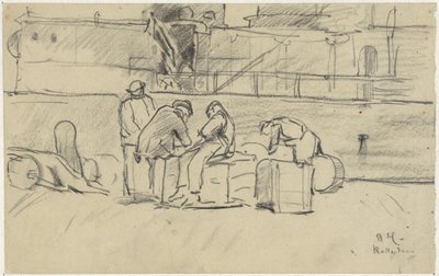 Arbejdere ved kajen i Rotterdam af Adolf le Comte
