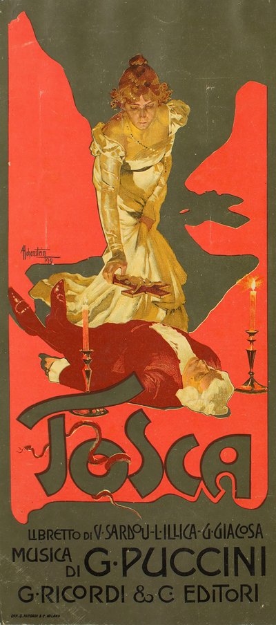 Plakat til Opera Tosca af G. Puccini, 1899. af Adolfo Hohenstein