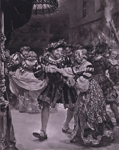 Scene fra Shakespeares Kong Henry VIII (Act I, Scene 4) (litho) af Adolph Friedrich Erdmann von (after) Menzel