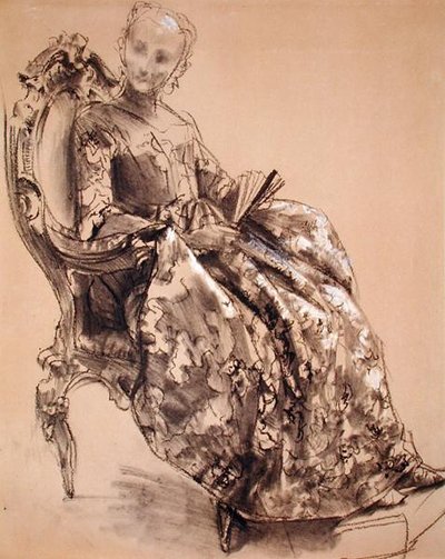 En undersøgelse af prinsesse Amalie af Preussen (kridt på papir) af Adolph Menzel