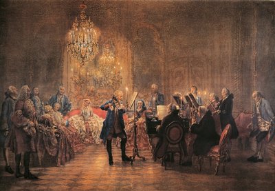 Koncert for fløjte med Frederik den Store i Sanssouci af Adolph Menzel