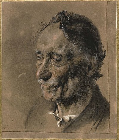 Head of an Old Man, ca. 1850 (kul og pastel på papir) af Adolph Menzel