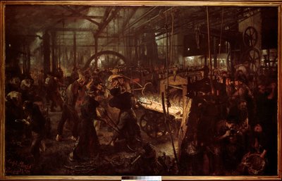 Metallurgi: "" Valseværket, arbejde i smedjen"" Maleri af Adolf Menzel (1815-1905) af Adolph Menzel