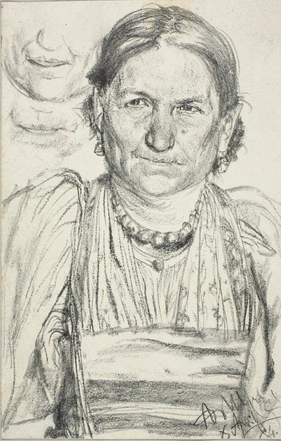 Portræt af en bondekvinde af Adolph Menzel