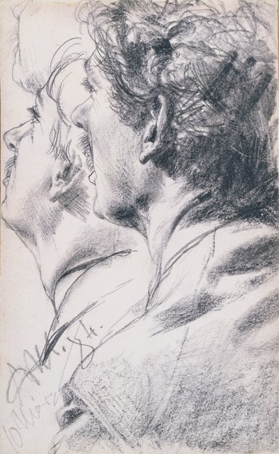 Hovedet af en ung mand i profil til venstre, 1884 af Adolph Menzel