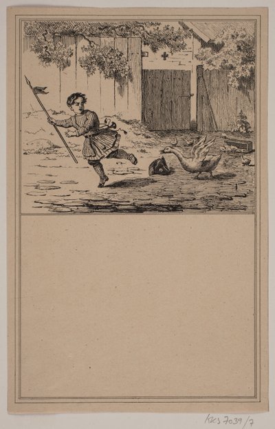 Den tappre helt. Nr. 6 i Chr. Winther og M. Rørbye, "25 Billeder for små børn" af Johan Adolph Kittendorff