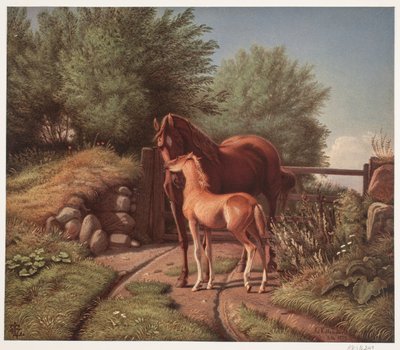 En hoppe med sit føl af Johan Adolph Kittendorff