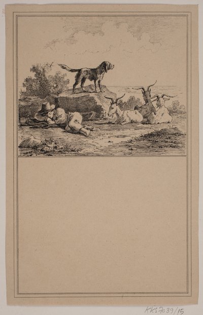Hyrdedrengen. Nr. 14 i Chr. Winther og M. Rørbye, "25 Billeder for små børn" af Johan Adolph Kittendorff