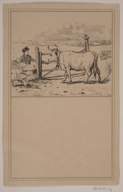 Koen og drengen. Nr. 12 i Chr. Winther og M. Rørbye, "25 Billeder for små børn" af Johan Adolph Kittendorff