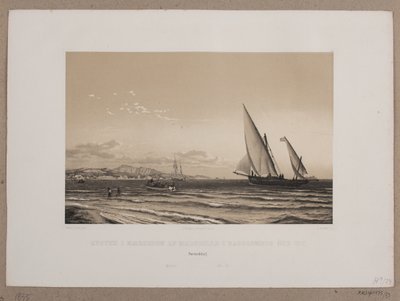 Kysten i nærheden af Marseille i baggrunden øen Iff. af Johan Adolph Kittendorff