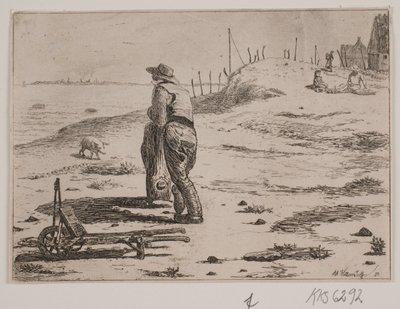 Kystafsnit med stående fiskere af Johan Adolph Kittendorff