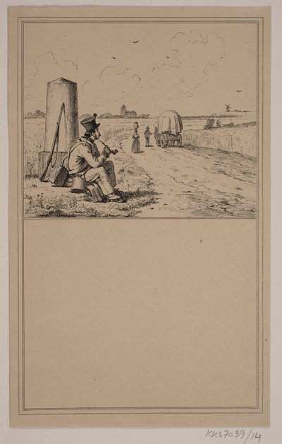 Soldaten på vandring. Nr. 13 i Chr. Winther og M. Rørbye, "25 Billeder for små børn" af Johan Adolph Kittendorff
