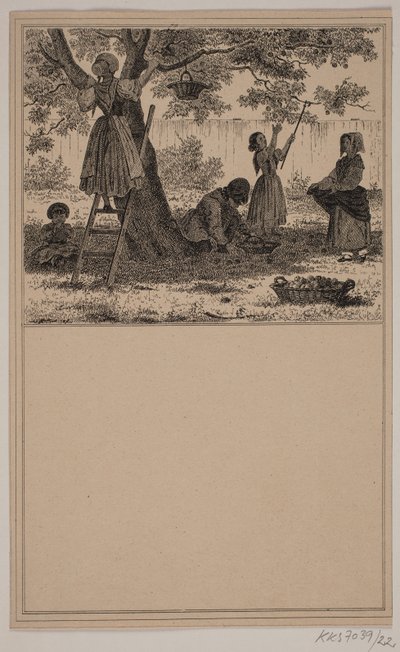 Under æbletræet. Nr. 21 i Chr. Winther og M. Rørbye, "25 Billeder for små børn" af Johan Adolph Kittendorff