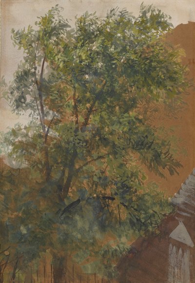 Udsigt fra gårdsvinduet i hans atelier på Marienstraße 22 af Adolph Menzel