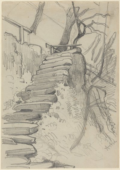 En stentrappe i en have af Adolph Menzel
