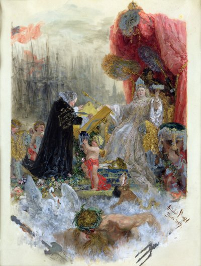 Æresborgerskabsdokument for byen Hamborg, 1887 af Adolph Menzel