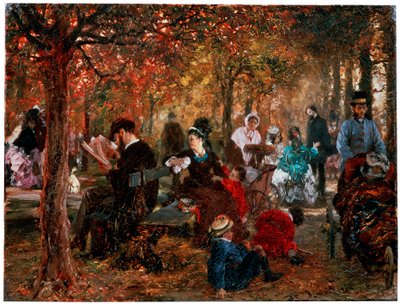 I Jardin de Luxembourg En reminiscens af Jardin de Luxembourg, 1876. af Adolph Menzel