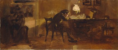 Dreng ved skrivebordet af Adolph Menzel