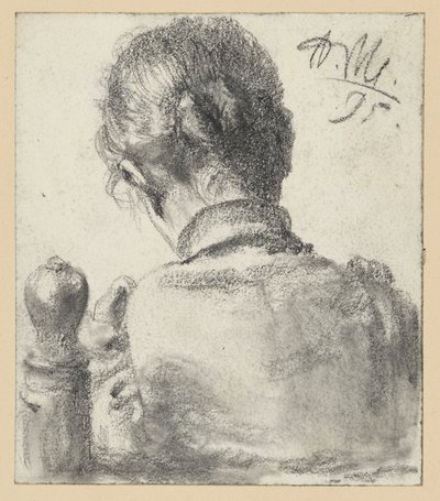 Bagfra-billede af en kvinde, der sidder på en stol af Adolph Menzel