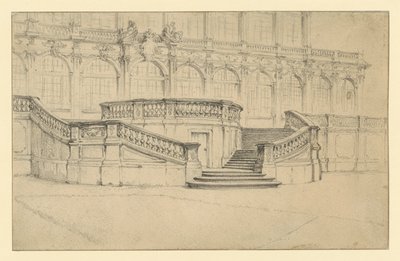 Trappeopgang til den matematisk-fysiske salon i Zwinger i Dresden af Adolph Menzel