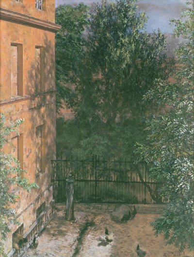 Udsigt over en lille gård (wc på papir) af Adolph Menzel