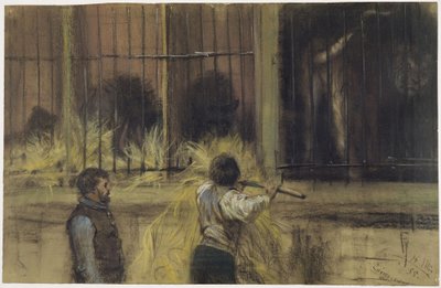 To dyrepassere foran rovdyrhuset af Adolph Menzel
