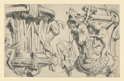 To vaser på balustraden på terrassen ved Moritzburg Slot nær Dresden af Adolph Menzel