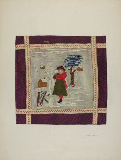 Applique Coverlet Detail, 1941. af Adolph Opstad