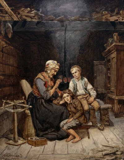 Bedstemor fortæller et eventyr af Adolph Tidemand