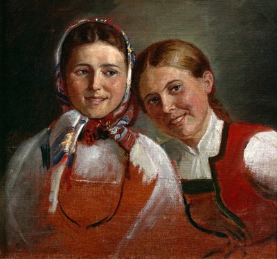 grinende piger af Adolph Tidemand