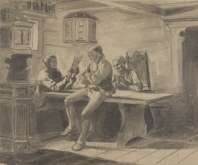 Mand, der læser højt for sin kone og sin mand af Adolph Tidemand