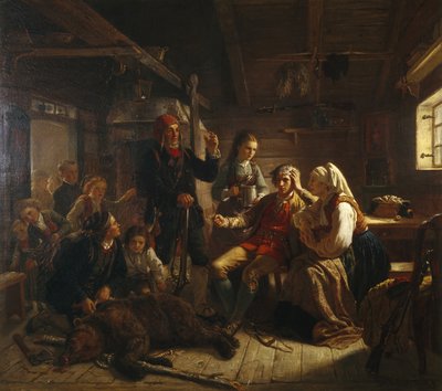 Den sårede bjørnejæger af Adolph Tidemand