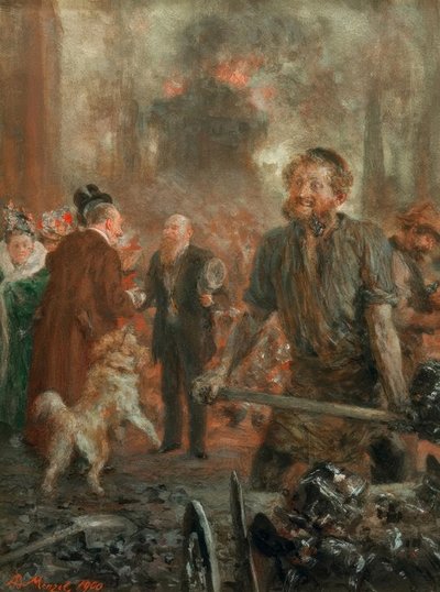 Besøg på jernvalseværket af Adolph Menzel