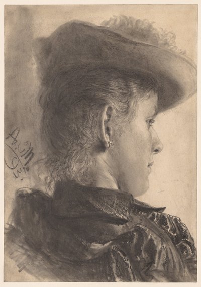 Buste af en kvinde, set bagfra af Adolph Menzel
