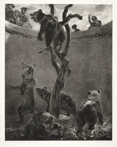 Essay om sten med børste og skraber: Bjørnegraven af Adolph Menzel
