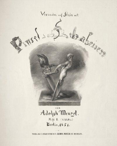 Essay om sten med børste og skraber: Titelside af Adolph Menzel