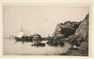 Fiskerbåd anløber Collioures klipper (Pyrenees Orientales) af Adolphe Appian