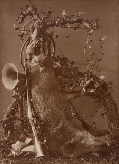 [Stilleben med en jagtscene] af Adolphe Braun