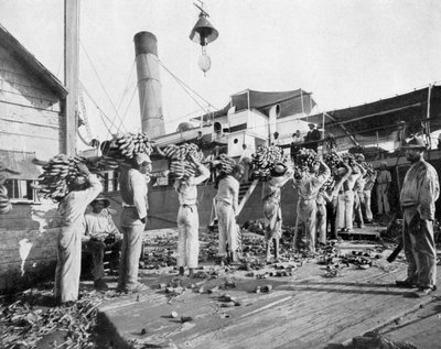 Indlæser bananer, Port Antonio, Jamaica, c1905. af Adolphe Duperly and Son