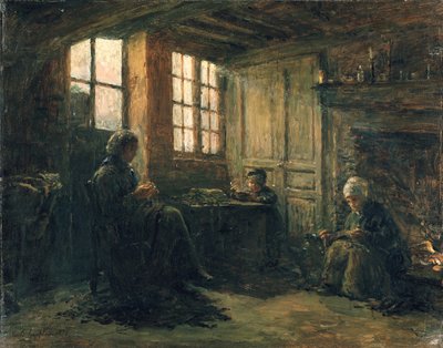 Kvinder flosset linned, Honfleur, 1877 af Adolphe-Felix Cals