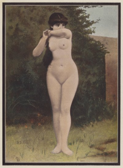 Overrasket kvinde (farve litho) af Adolphe Frederic Lejeune